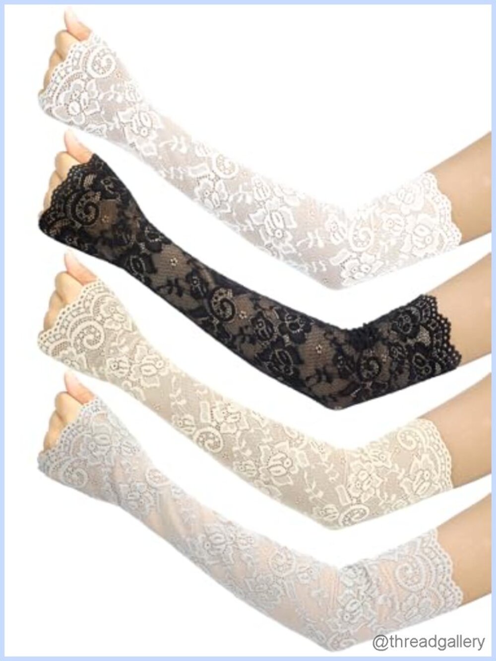 Lace Arm Sleeves Fingerless Elbow Gloves Sun Protection Warmers 4 Pairs